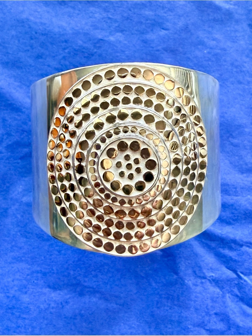 Anna Beck Sterling Silver With Gold Wide Statement Cuff Bracelet